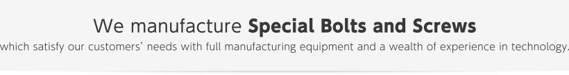 We manufacture Special Bolts and Screws which satisfy our customers’ needs with full manufacturing equipment and a wealth of experience in technology.